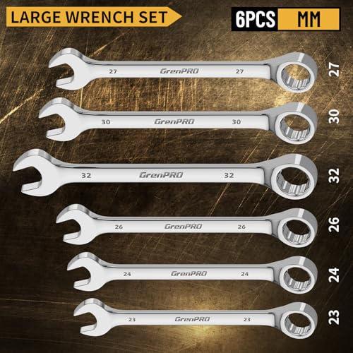 GRENPRO 7PC Metric Large Wrench Set, 23-32MM Combination Open End Wrenches - style: Metric Wrench Set Large