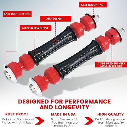 Suspension Dudes 8PC Front/Rear Sway Bar Stabilizer Link Kit + Front CODE RED EXTREME Bracket/Bushing Kit FITS Escalade, Tahoe, Savana, Sierra, Yukon, Humer, 2000-2009 K80631 K6700 K6439 928-565 - size: CODE RED Front/Rear Link & Bracket/Bushing Kit