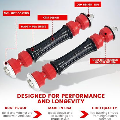 Suspension Dudes 8PC Front/Rear Sway Bar Stabilizer Link Kit + Front CODE RED EXTREME Bracket/Bushing Kit FITS Escalade, Tahoe, Savana, Sierra, Yukon, Humer, 2000-2009 K80631 K6700 K6439 928-565 - size: CODE RED Front/Rear Link & Bracket/Bushing Kit