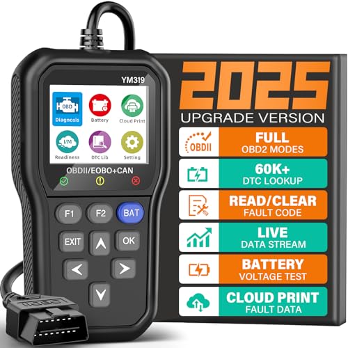BluSon YM319 OBD2 Scanner Diagnostic Tool with Battery Tester, Scan Tool - color: Black