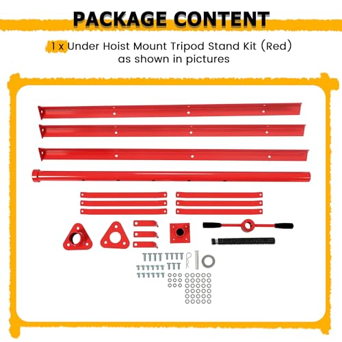 KUAFU Adjustable Under Hoist Tripod Stand 2 Ton High Lift Jack Stand Reach - size: Red