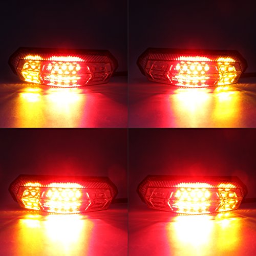 Universal Clear Integrated Motorcycle 25 LED Tail Light With Turn Signal Function For Dirt Bike Buggy Chooper Cruiser ATV(clear) - color: clear