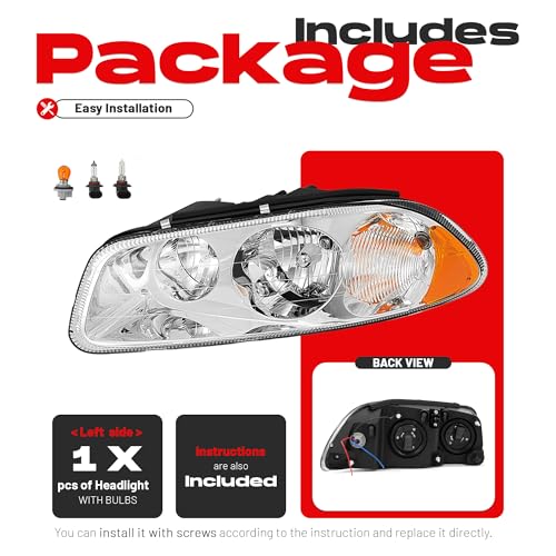 HECASA Halogen Headlight w/Bulbs Compatible with CX CXN CXU GU4 GU5 GU7 GU8 - color: Clear Lens+Chrome Housing, size: Left