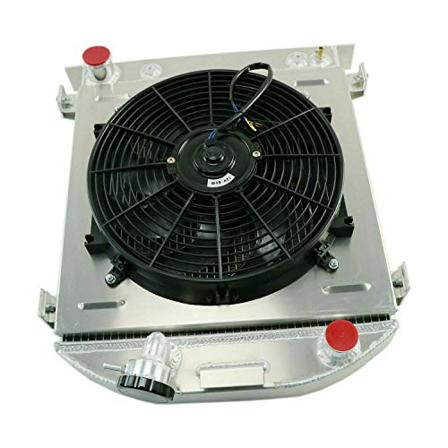 ALLOYWORKS 3 ROW ALUMINUM RADIATOR + Shroud Fan Fit for 1928-1932 Ford Chopped Hot Rod Chevy V8 HIGH BOY