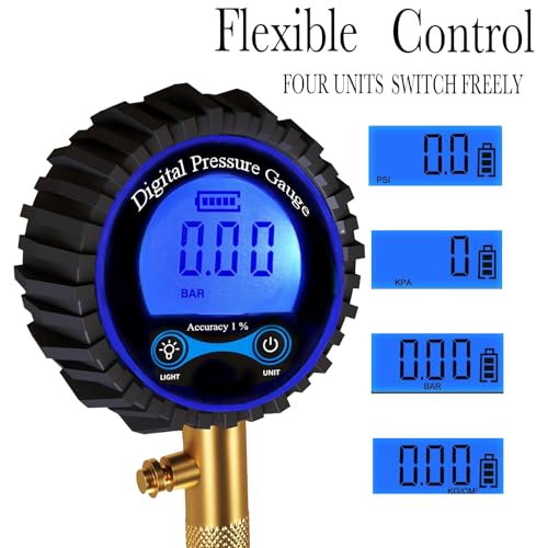 PINKJOY Digital Tire Pressure Gauge for Cars 250PSI - Accurate Air Pressure Gauge for Tires with 360° Swivel Chuck