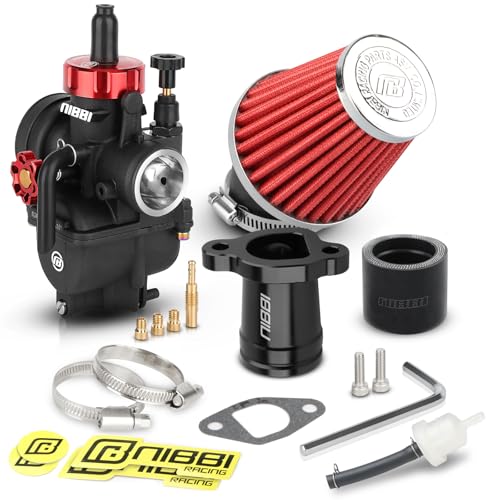 NIBBI Predator 212 Carburetor Kit,212 Predator Performance Part Intake Pipe Inlet Manifold For Mini Bike 196cc/212cc/224cc Engine GX160 GX200 with Air Filters (Black) - color: Black