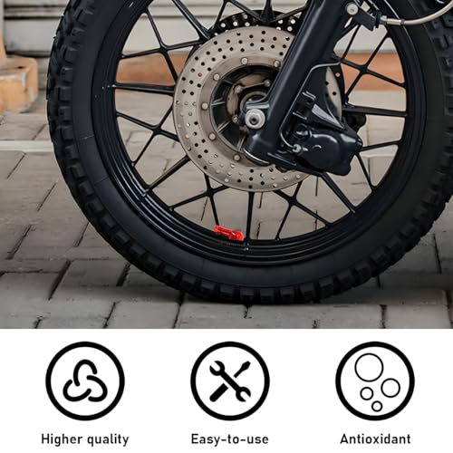 Yourkar 2 PCS Motorcycle Tire Valve Stems, 90 Degree Angle Aluminum Alloy Tire Tubeless Valve Stems with Rubber Ring, Red - color: Red