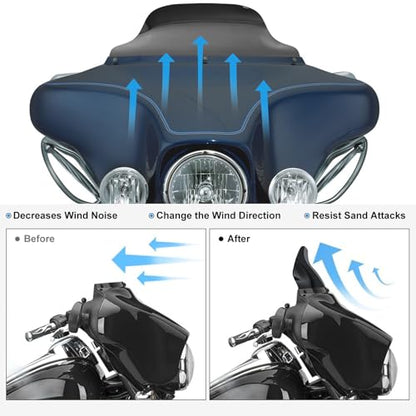 Rich Choices 8" Motorcycle Black Wave Windshield Windscreen Compatible with 1996-2013 Harley Davidson Street Glide Electra Glide Ultra Classic Touring FLHT FLHTC FLHX Tri Glide - color: Black, size: 8inch