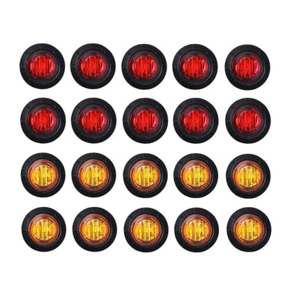 TMH 3/4 Inch Mount 10 pcs Amber + 10 pcs Red LED Clearance Bullet Side LED Marker Lights for Trailer Truck RV Car Bus Van (Pack of 20) - color: 10pcs Amber + 10pcs Red