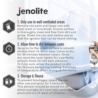 JENOLITE Primer Filler Aerosol, Quick-Drying Multi-Surface, Grey 1x16.9oz - color: GREY