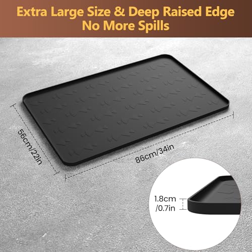 Oil Drip Pan 34" x 22" Black Silicone, Oil Drip Pan for Under Car, Heavy Duty Oil Spill Mat with 0.7" Raised Edge, Leak Containment Drip Tray, Waterproof Garage Floor Protector - color: BLCAK