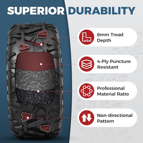 PROPARTS 19x7-8 ATV/UTV Tires 4-Ply 19x7x8 19-7-8 All Terrain Off-Road Mini Bike Tire for Mud, Sand Rock and Trail, Tubeless, Set of 2 - size: 19x7x8