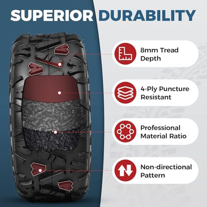 PROPARTS 19x7-8 ATV/UTV Tires 4-Ply 19x7x8 19-7-8 All Terrain Off-Road Mini Bike Tire for Mud, Sand Rock and Trail, Tubeless, Set of 2 - size: 19x7x8