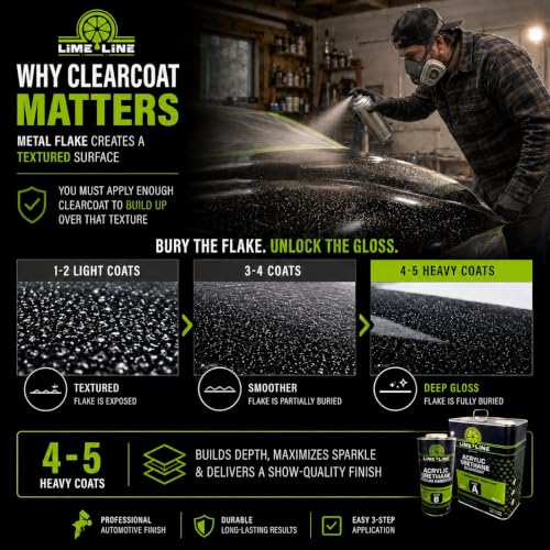 LiME LiNE Sky Blue Metal Flake Midcoat Automotive Grade Sparkle Spray Paint - No Equipment Needed - Finish with 2K Clearcoat - color: Sky Blue