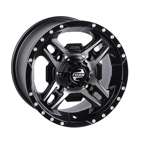 TUSK 4/156 Beartooth Wheel 14x7 5.0 + 2.0 Machined/Black for Kawasaki Mule Pro-FXT 820 Ranch Edition 2022-2023