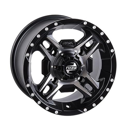TUSK 4/156 Beartooth Wheel 14x7 5.0 + 2.0 Machined/Black for Kawasaki Mule Pro-FXT 820 Ranch Edition 2022-2023