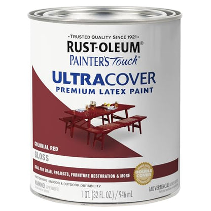 Rust-Oleum Painter's Touch Brush Enamel Paint, Gloss Colonial Red - color: Gloss Colonial Red, size: 1 Quarts (Pack of 1)