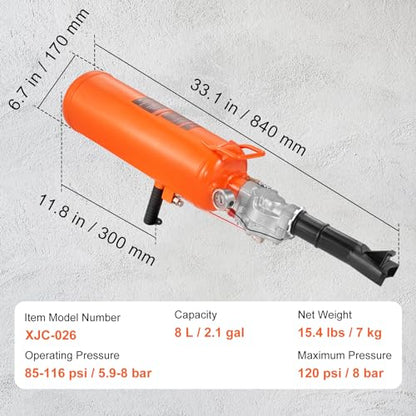 VEVOR Tire Seater, 2.1 Gal/8 L Air Tire Blaster, 120 PSI Handheld, Portable Tire Inflator Tool, 85-116 PSI Operating Pressure for Tractor Truck ATV Car and Automobile Repair - size: 2.1 Gal/8L
