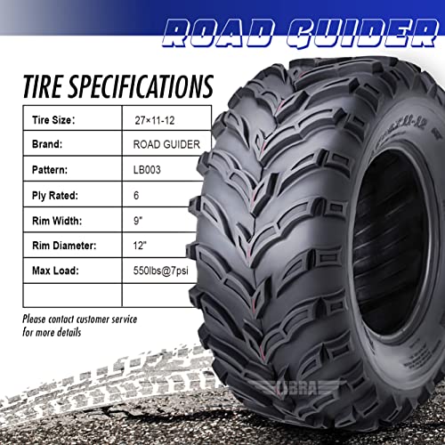 ROADGUIDER Set of 2 ATV UTV Tires 27x11-12 27x11x12 6PR - size: 27x11-12