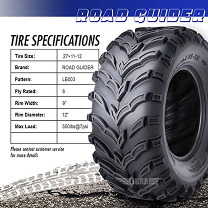 ROADGUIDER Set of 2 ATV UTV Tires 27x11-12 27x11x12 6PR - size: 27x11-12