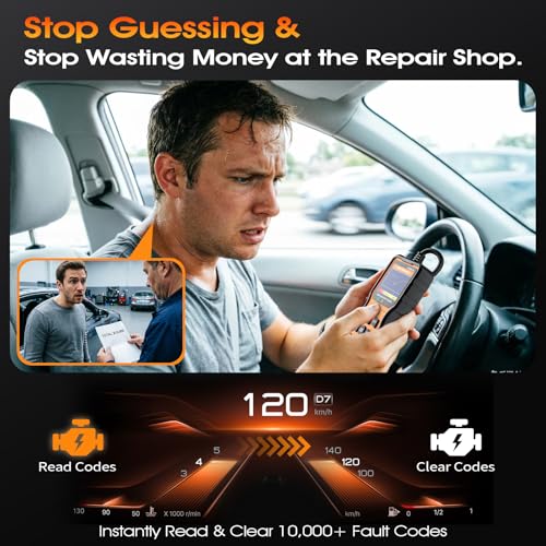 OBD2 Scanner with Battery Tester, 2-in-1 Design 1-Sec Read/Clear Check Engine Code Reader, 12V Car Battery Health & Charging System Analyzer, Universal Auto Diagnostic Tool for 1996+ Cars