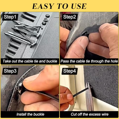 100PCS Nylon Universal Cable Tie Buckle for Car, Heavy Duty Plastic Rivet T Zip Ties Style, Grip Auto Zip Tie Buckles, Automotive Zipper Clips, Ziplock Pro Cable Ties