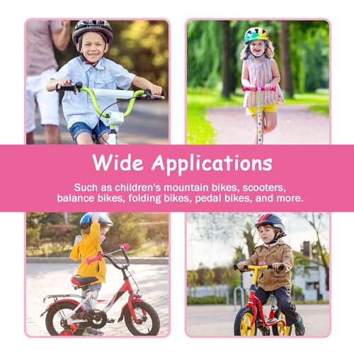 BlingKingdom 2pcs Bike Handlebar Grips, Non-Slip Soft Rubber Cycling Grips for Universal Kids Bikes, Mountain Bikes, Scooters, Balance Bikes, Folding Bikes - color: Pink