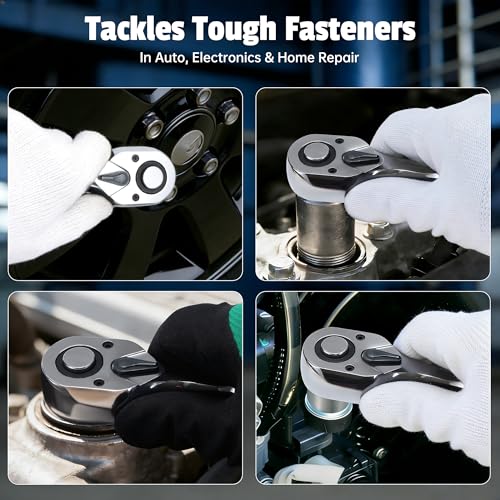 3-Piece Stubby Ratchet Set, 1/4", 3/8", 1/2", 72-Tooth