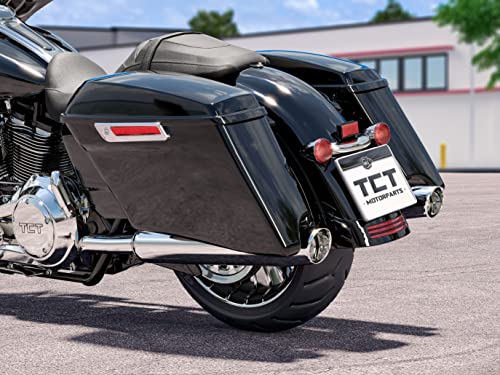 TCT-MOTORPARTS 4" Stretched Hard Saddlebags w/Lid Latch Keys Fit for Harley Touring Road King Street Electra Road Glide CVO 2014-2024 - color: Vivid Black w/ Chrome Latches