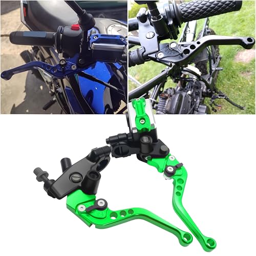 Universal Motorcycle 7/8" 22mm Handlebar Brake Master Cylinder Clutch Lever CNC Left & Right Set Compatible with Honda Kawasaki Suzuki Yamaha（ Piston Diameter 12.7mm (Green) - color: Green