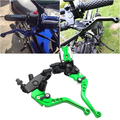 Universal Motorcycle 7/8" 22mm Handlebar Brake Master Cylinder Clutch Lever CNC Left & Right Set Compatible with Honda Kawasaki Suzuki Yamaha（ Piston Diameter 12.7mm (Green) - color: Green