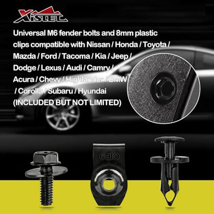 Xislet 45PCS Universal Engine Under Cover Splash Shield Guard Body Bolts - size: 45PCS