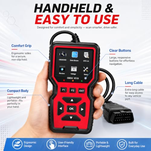 OBD2 Scanner Diagnostic Tool - Check Engine Light Code Reader, Reset Function, Data Stream, I/M Readiness, Full Features, Modes 6 & 8, for All 1996+ Vehicles