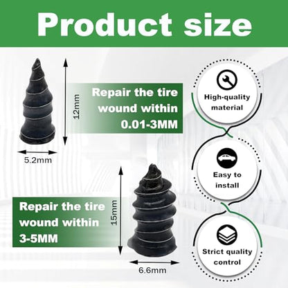100Pcs Tire Repair Rubber Nails Spiral Plugs Kit - size: 100Pcs