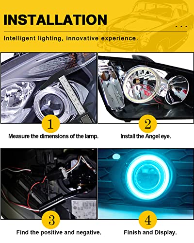 Qasim 70MM Ice Blue Halo Rings Angel Eyes COB LED DRL Fog Light 12V 24V - size: 70MM-ice blue