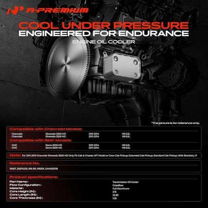 A-Premium Transmission Oil Cooler with Bracket