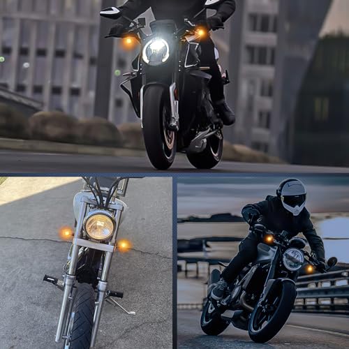Nilight Motorcycle LED Turn Signal Lights, for Harley Honda Kawasaki Yellow - color: Amber Motorcycle Turn Signal Light