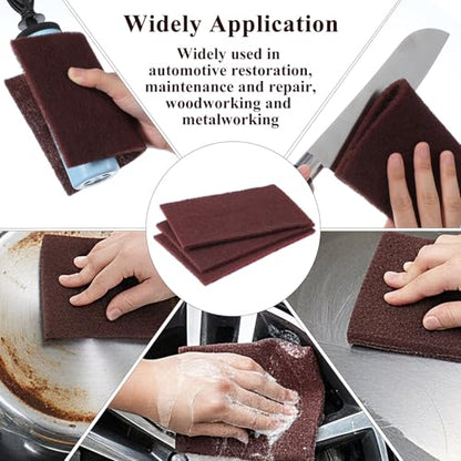 6 PCS Red Nylon Scuff Pads, General Purpose Sanding Hand Pads
