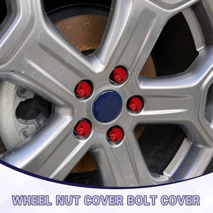 20PCS Car Wheel Lug Nut Covers, Hexagonal Plastic Dustproof Wheel Nut Rim Cover, 17mm Wheel Nut Covers with Removal Tool, Rust-Resistant Car Lugnut Caps for Most Vehicles (Red/17MM) - color: Red/17MM