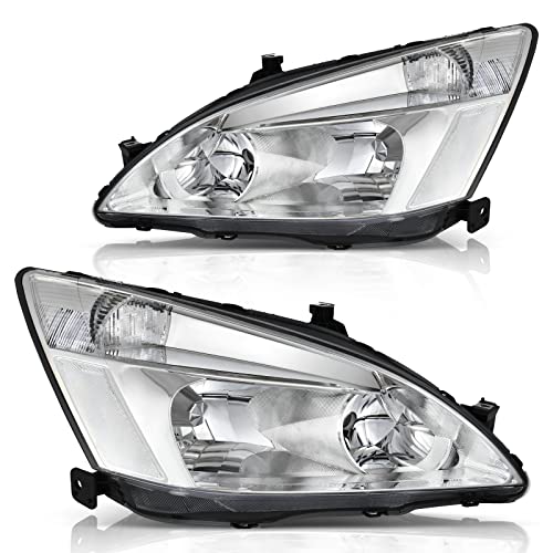 DWVO Headlight Assembly Compatible with 2003-2007 Honda Accord Chrome - color: OE - Chrome/Clear/Clear, style: Fit 03-07 Accord