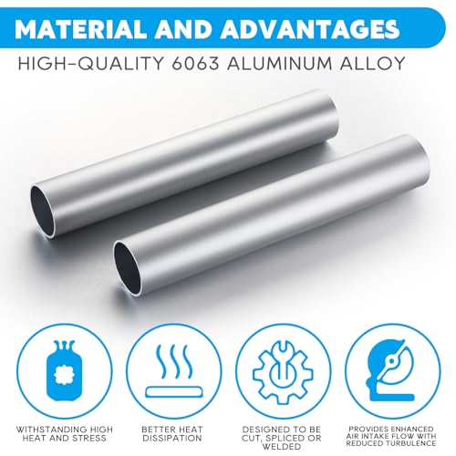 Hicarer 2 Pcs 2" (51mm) OD Straight Aluminum Pipe Tube - size: 2" (51mm) Od