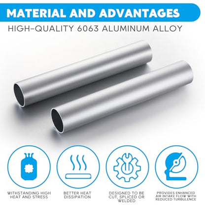 Hicarer 2 Pcs 2" (51mm) OD Straight Aluminum Pipe Tube - size: 2" (51mm) Od