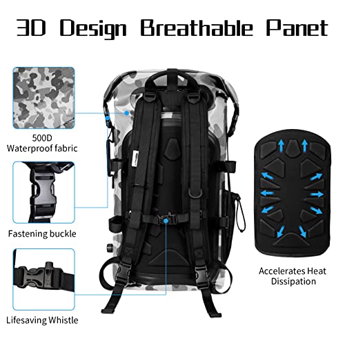 50L Waterproof Motorcycle Saddlebags and 35L Waterproof Backpack for Men and Women - Heavy Duty Roll-Top Floating Dry Bag Backpack for Kayaking, Boating