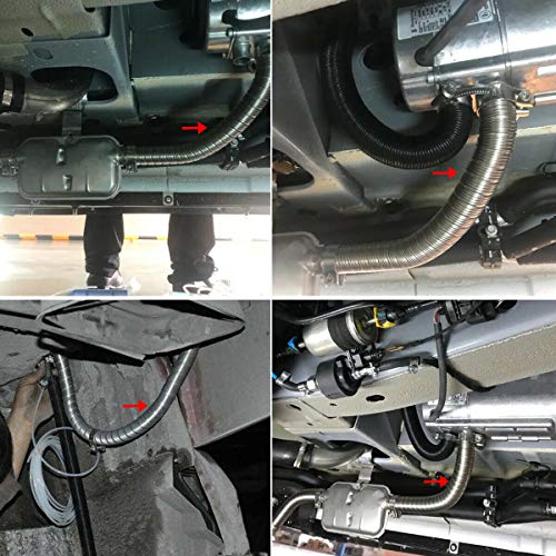 COLOR TREE 78.7inch Universal Stainless Steel Exhaust Pipe 1inch ID Parking Air Heater Tank Diesel Gas Vent Hose Length for Car Truck - size: 2M / 2.5CM