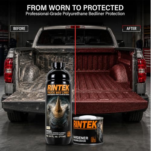 LAUCO Rintek Urethane Spray 1 Gallon Tintable Bedliner Coating, Heavy-Duty Polyurethane Protective Truck Bed Liner Paint, Waterproof Anti-Slip Impact-Resistant Automotive Coating, With Spray Gun 95122 - style: Tintable – With Gun