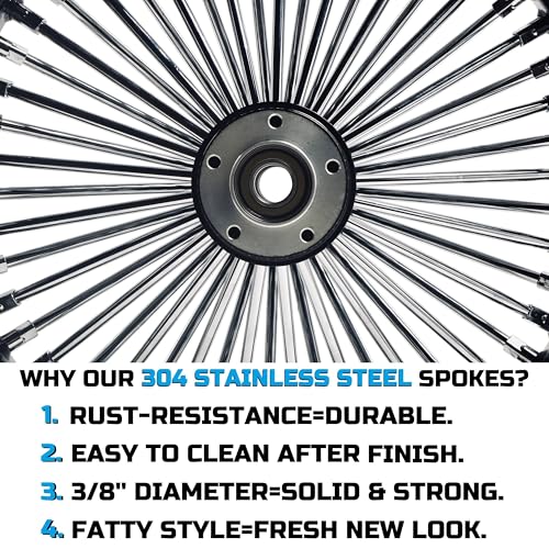 FatFlex 18 in Rear Wheel, Chrome Spokes, Black Rim for Harley ABS - color: 18" x 3.5",Black+Chrome+Black