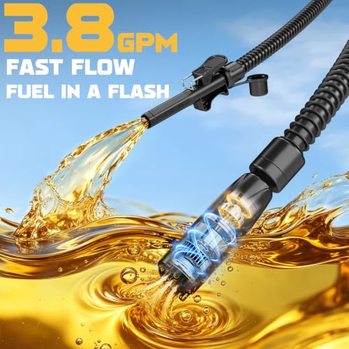 Cordless Fuel Transfer Pump Compatible with DeWalt 20V & Milwaukee 18V - color: Black