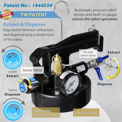 FIRSTINFO 6L Pneumatic ATF Refill Pump with 14 Filler Adapters - size: 6 Liter w/14pcs Adapter