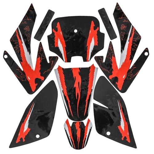 Complete Graphics Decals Stickers Kit for CRF70 CRF70F CRF 70 Plastics Fairing SDG SSR Thumpstar Atomik Dirt Pit Bikes Motorcycle Taotao DB17 (KWTG076) - color: KWTG076