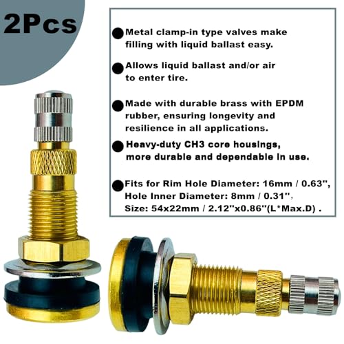 TR618A Tire Valve Stems,Tubeless Air Liquid Tractor Valve Stems for Tubeless Tires, Industrial Agricultural Wheels, Clamp-in Tire Valve Stems (Pack of 2) - size: TR618A-2pcs